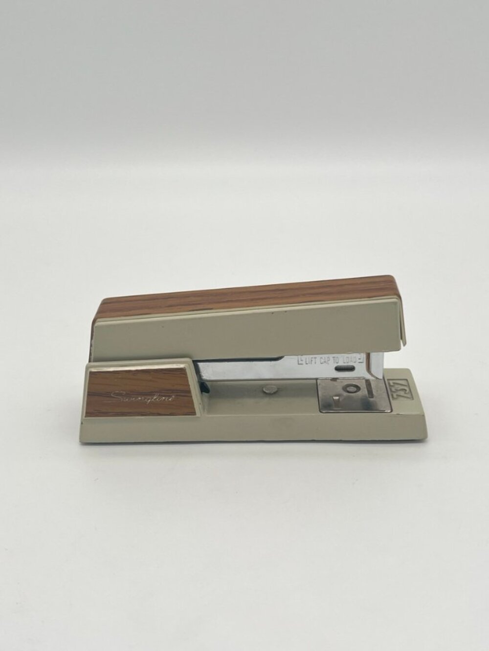 Vintage Swingline 737 Desk Stapler Beige Faux Wood Grain